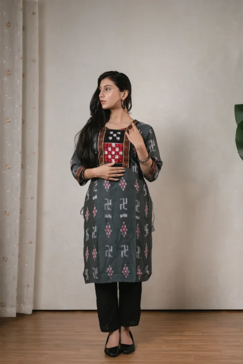 SA Charcoal Designer Sambalpuri Kurti