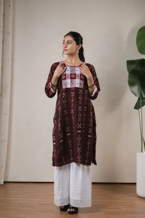 SA Brown Designer Sambalpuri Kurti